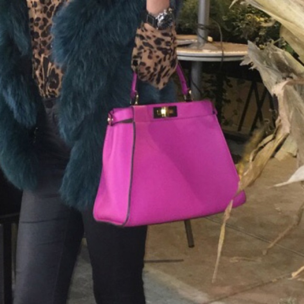 Magenta Fendi peekaboo leather satchel bag - Picture 5 of 8
